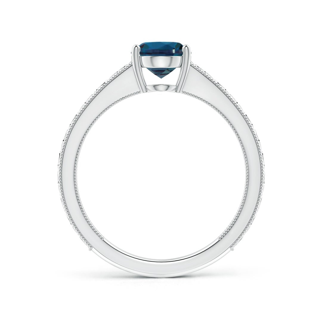 Vintage-Inspired Oval Lab Alexandrite with Engraved Shank Engagement Ring