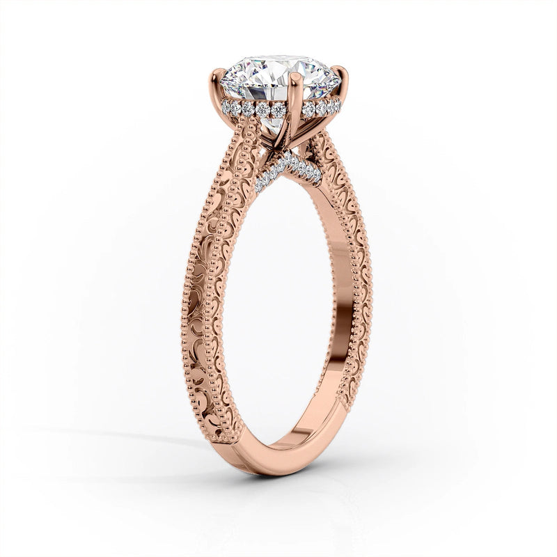 Vintage Oval Lab-Grown Diamond Cut-out Vine Band Engagement Ring