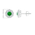 Vintage Round Lab-Created Emerald with Moissanite Halo Stud Earrings