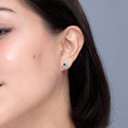 Vintage Round Lab-Created Emerald with Moissanite Halo Stud Earrings