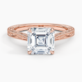Load image into Gallery viewer, Vintage Engraved Asscher Cut Moissanite Engagement Ring
