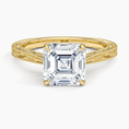 Load image into Gallery viewer, Vintage Engraved Asscher Cut Moissanite Engagement Ring
