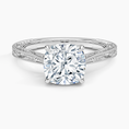 Load image into Gallery viewer, Vintage Engraved Cushion Cut Moissanite Engagement Ring
