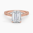 Load image into Gallery viewer, Vintage Engraved Emerald Cut Moissanite Engagement Ring
