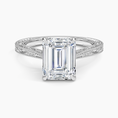 Load image into Gallery viewer, Vintage Engraved Emerald Cut Moissanite Engagement Ring
