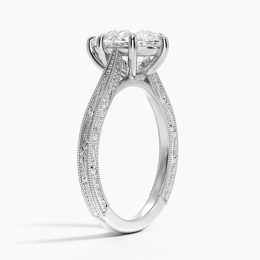 Vintage Engraved Pear Cut Moissanite Engagement Ring