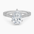 Load image into Gallery viewer, Vintage Engraved Pear Cut Moissanite Engagement Ring
