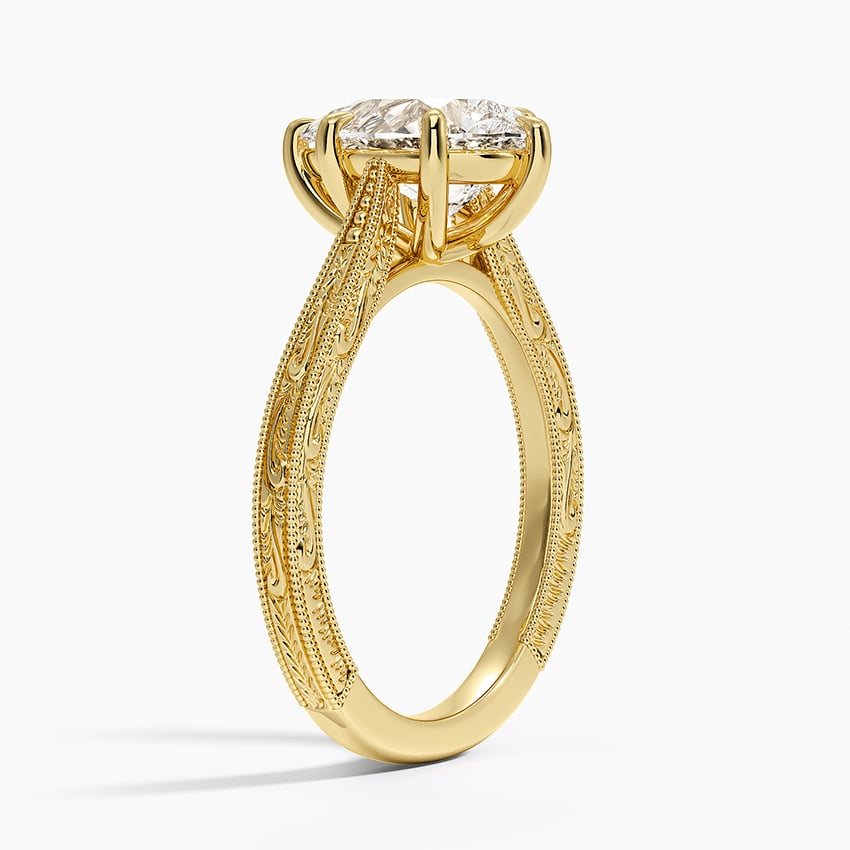 Vintage Engraved Pear Cut Moissanite Engagement Ring