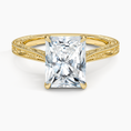 Load image into Gallery viewer, Vintage Engraved Radiant Cut Moissanite Engagement Ring
