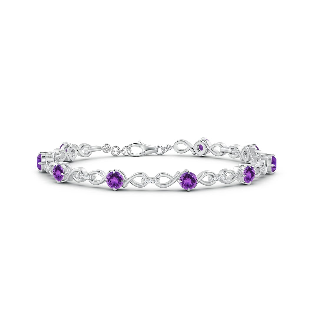 Violet Amethyst Infinity with Moissanite Accents Bracelet