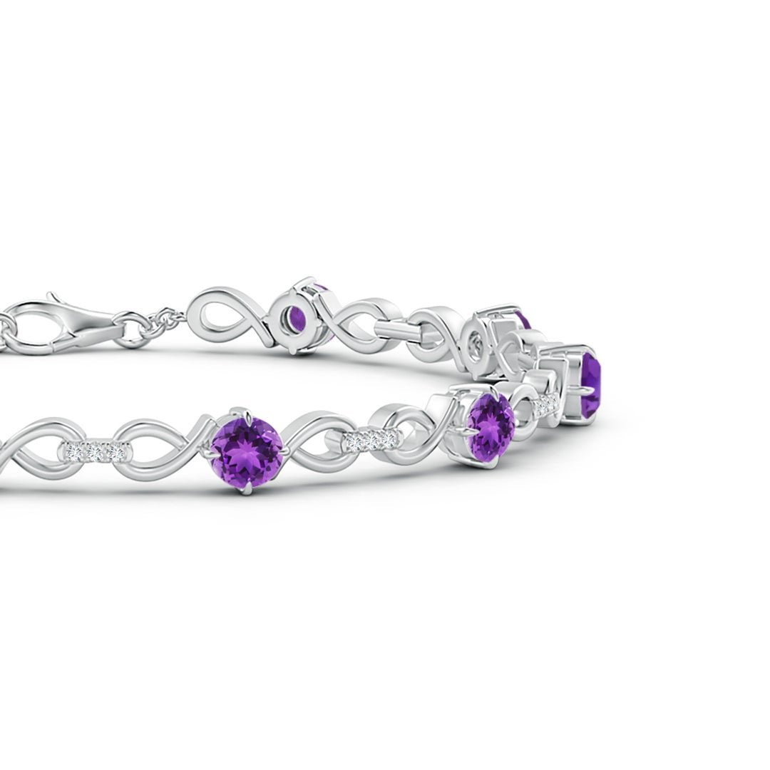 Violet Amethyst Infinity with Moissanite Accents Bracelet
