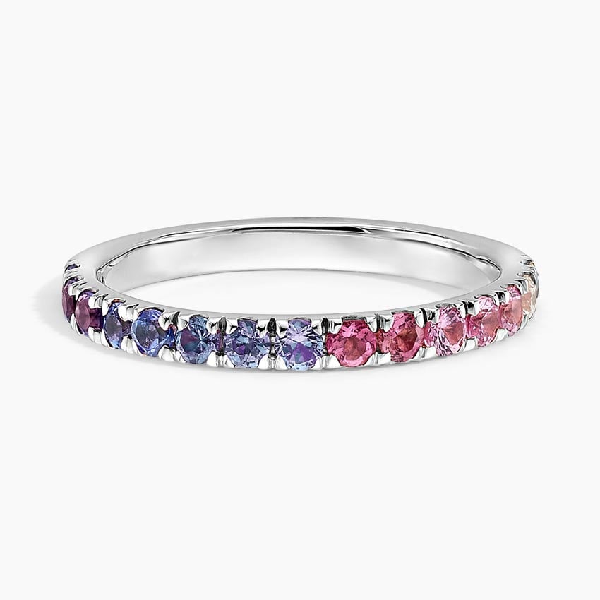 Violet Aura Ombre Half Eternity Gemstone Wedding Band-2.0 mm