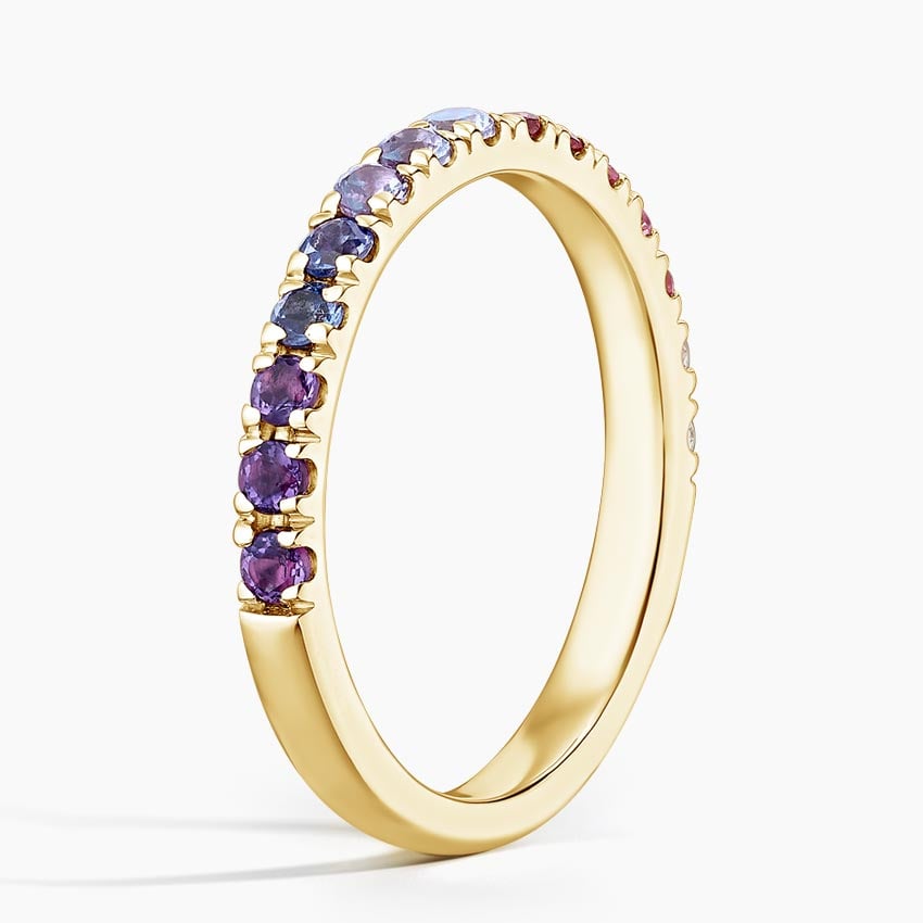 Violet Aura Ombre Half Eternity Gemstone Wedding Band-2.0 mm