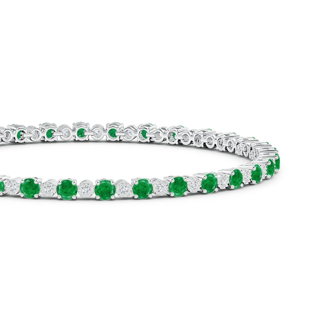 Vivid Green Lab Emerald with Moissanite Accents Illusion Tennis Bracelet