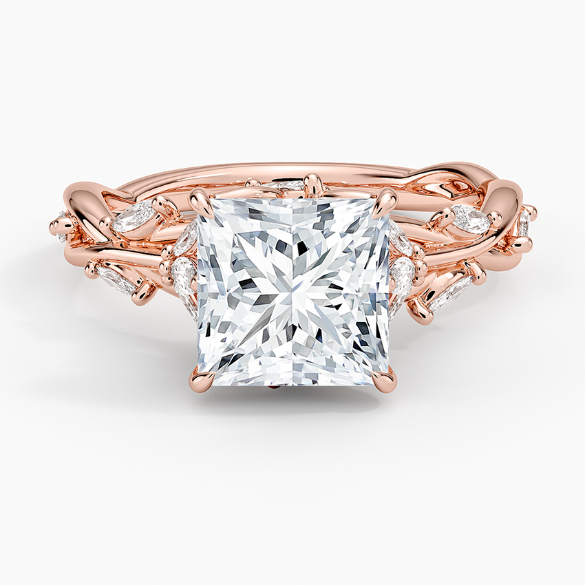 Whispering Vines Princess Cut Moissanite Engagement Ring