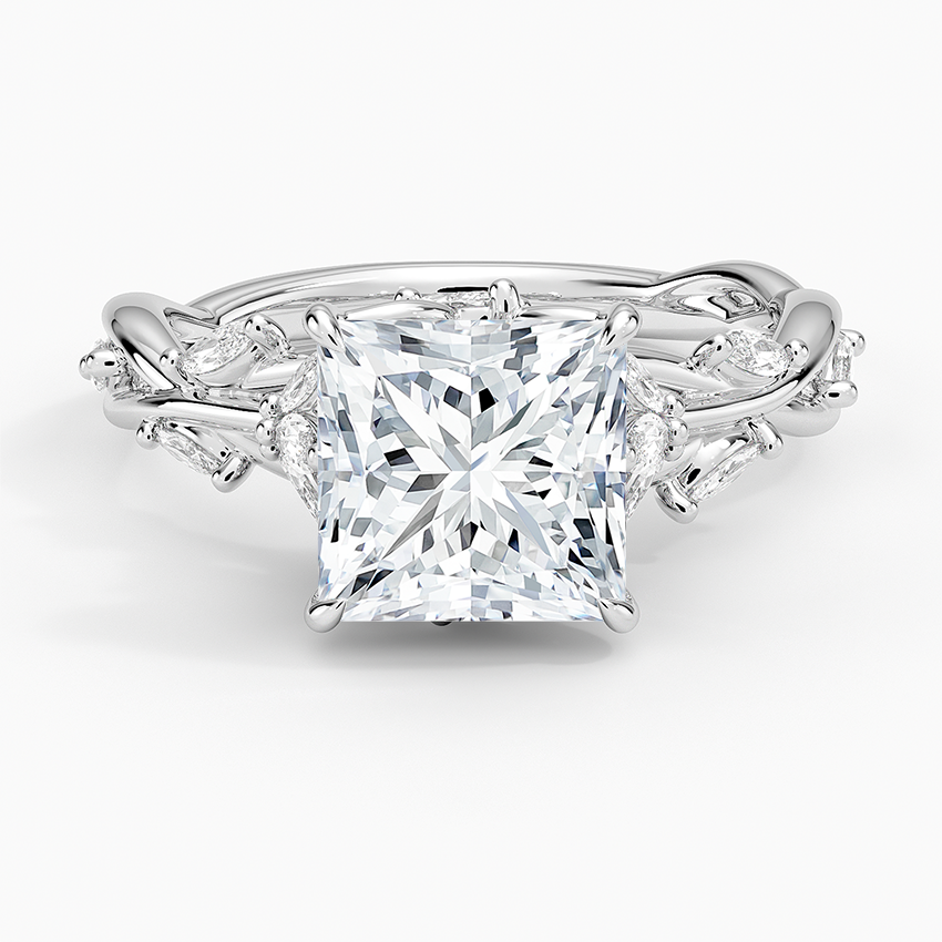 Whispering Vines Princess Cut Moissanite Engagement Ring