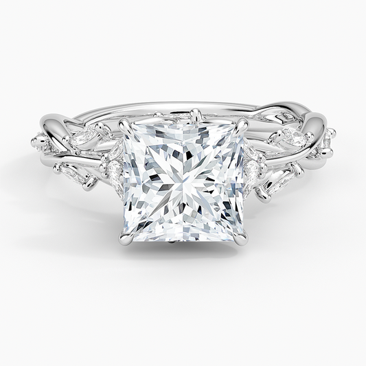 Whispering Vines Princess Cut Moissanite Engagement Ring