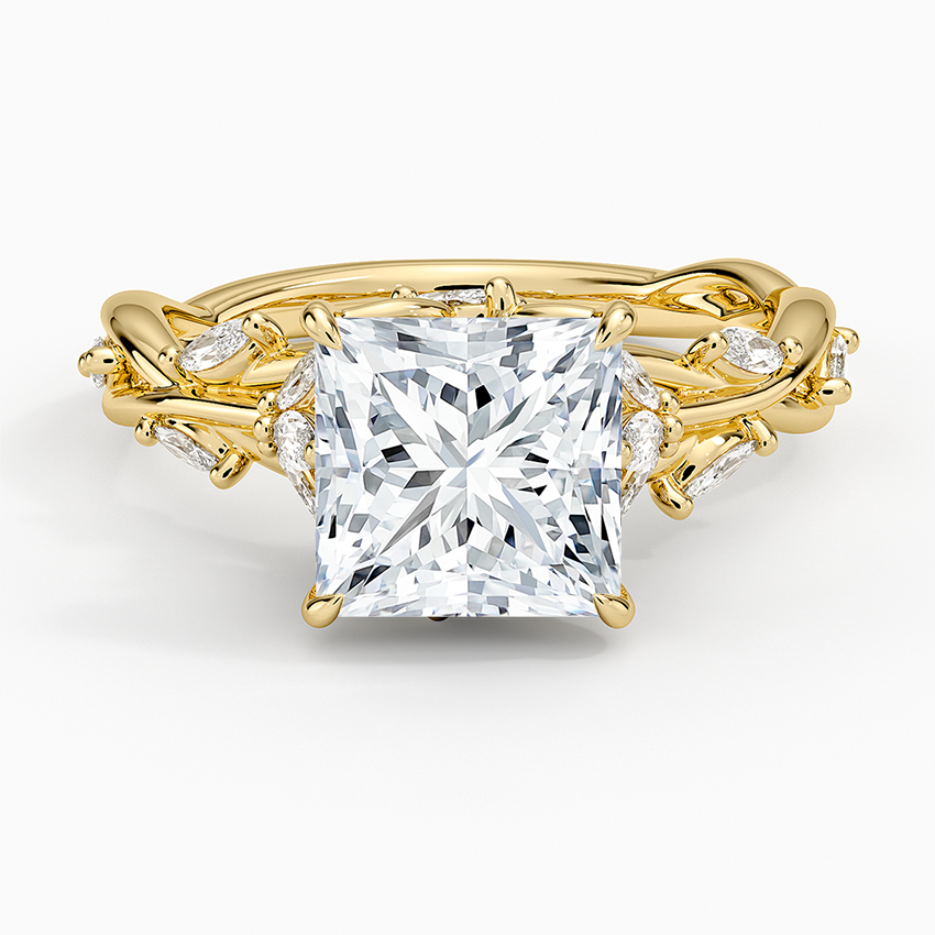Whispering Vines Princess Cut Moissanite Engagement Ring