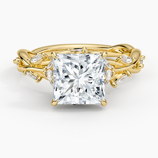Whispering Vines Princess Cut Moissanite Engagement Ring