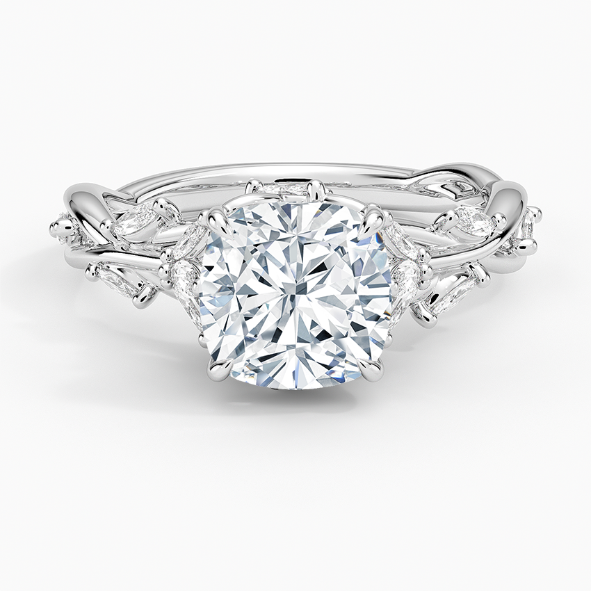 Whispering Vines Cushion Cut Moissanite Engagement Ring
