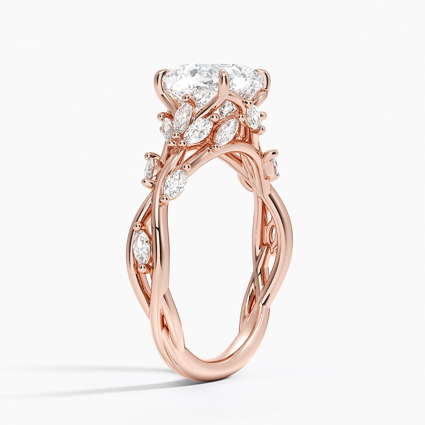 Whispering Vines Cushion Cut Moissanite Engagement Ring