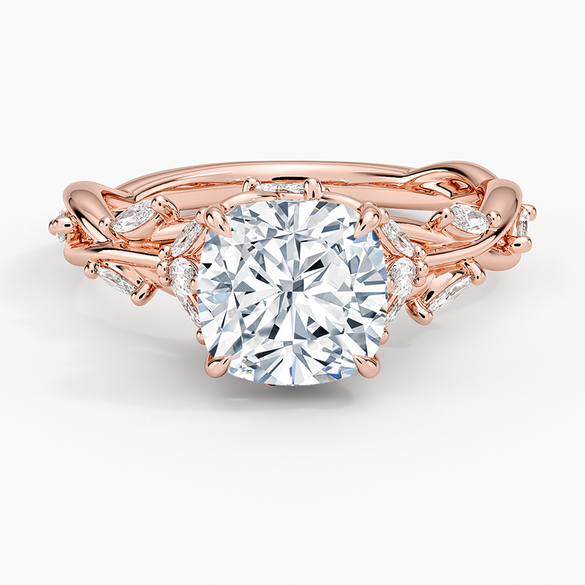 Whispering Vines Cushion Cut Moissanite Engagement Ring