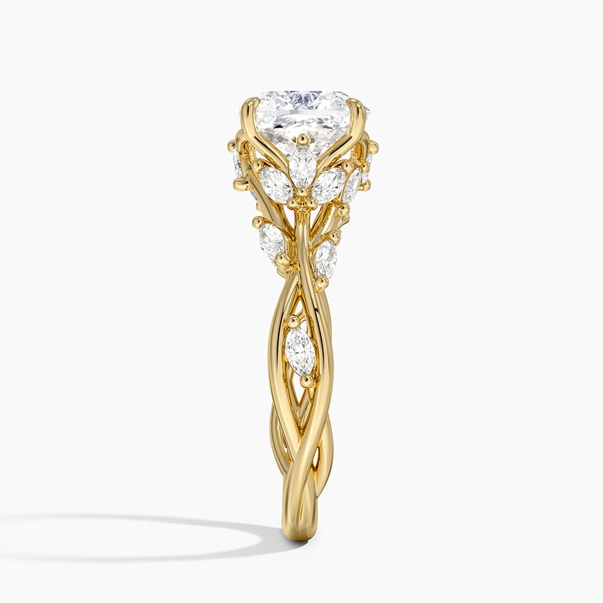 Whispering Vines Cushion Cut Moissanite Engagement Ring