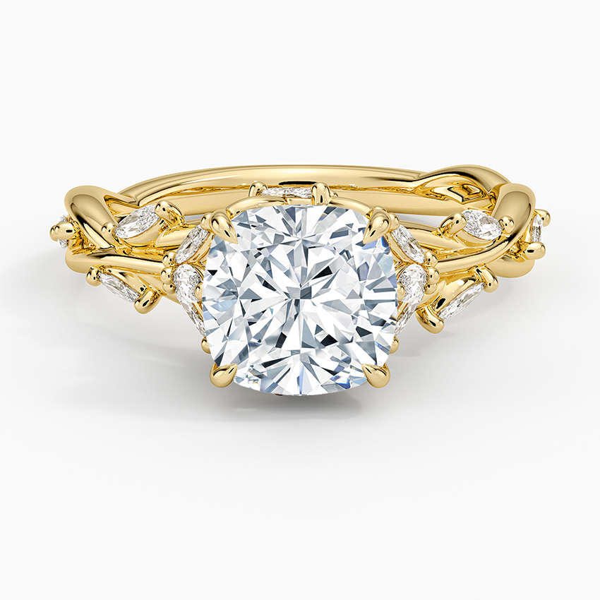 Whispering Vines Cushion Cut Moissanite Engagement Ring