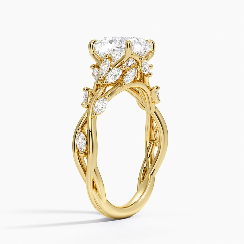 Whispering Vines Cushion Cut Moissanite Engagement Ring