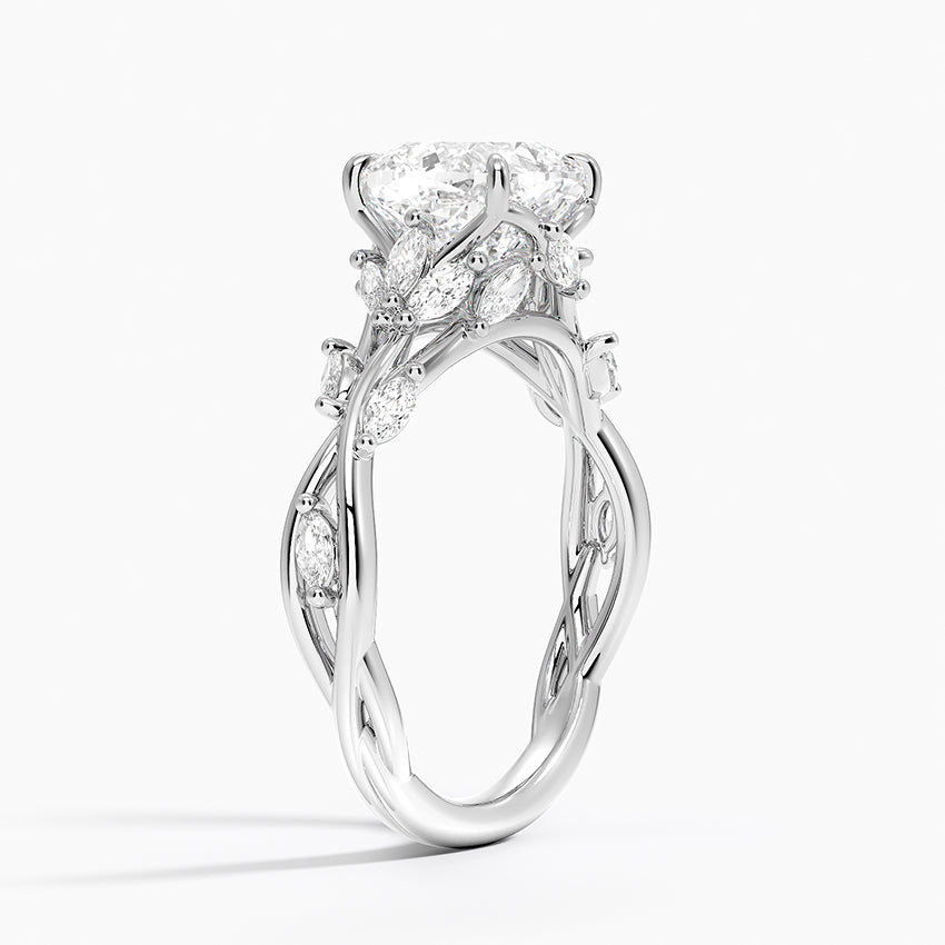 Whispering Vines Cushion Cut Moissanite Engagement Ring