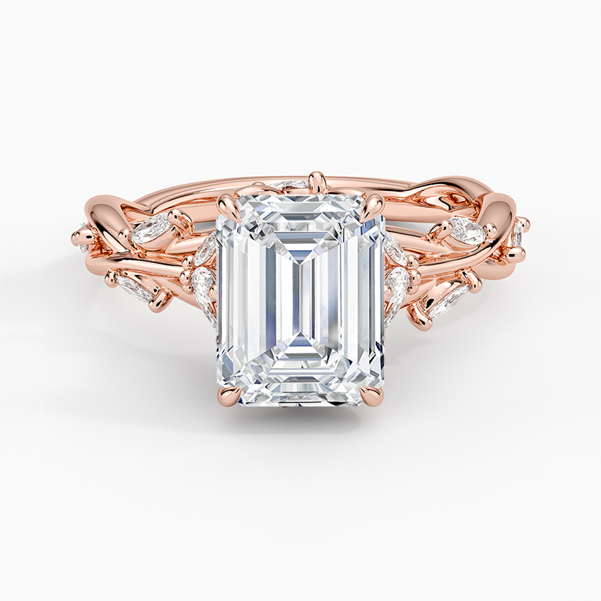 Whispering Vines Emerald Cut Moissanite Engagement Ring