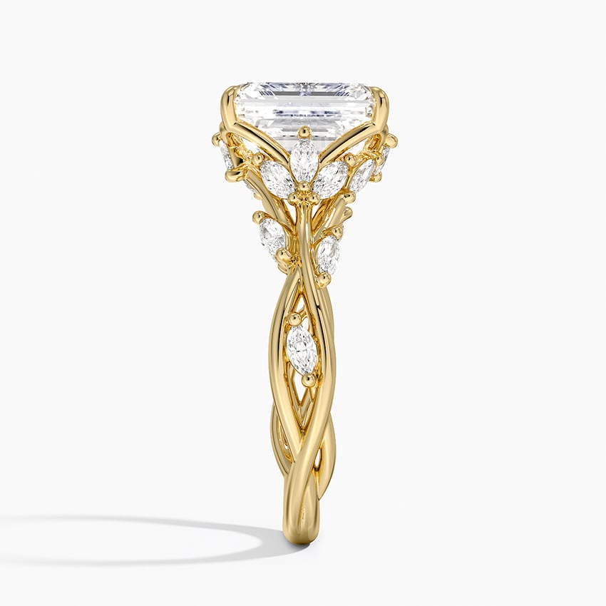 Whispering Vines Emerald Cut Moissanite Engagement Ring