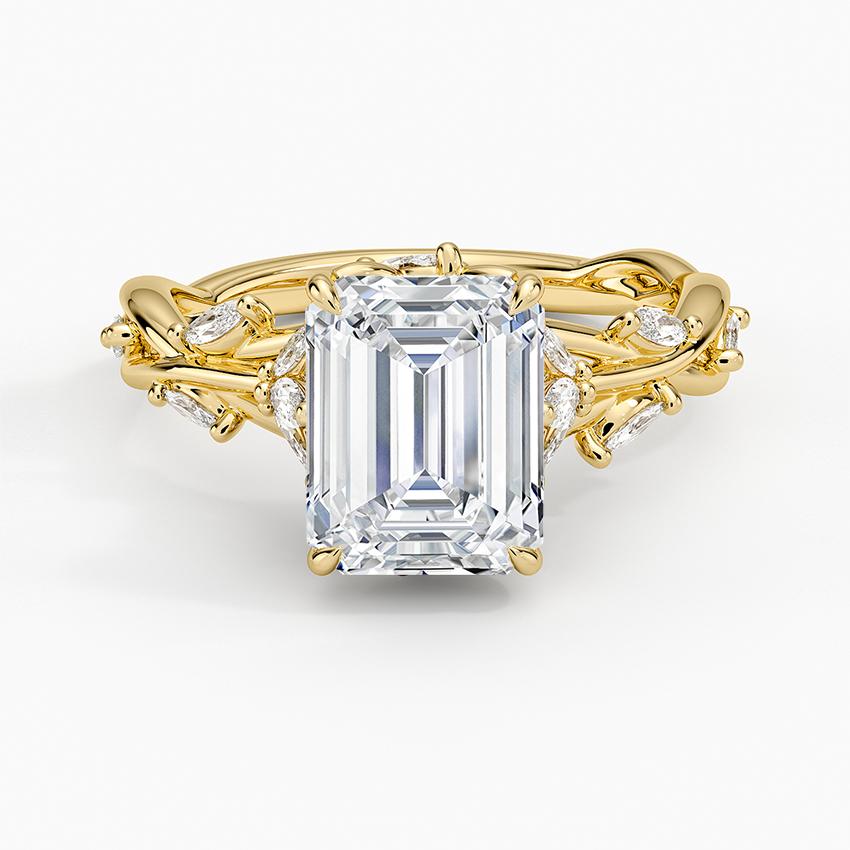 Whispering Vines Emerald Cut Moissanite Engagement Ring
