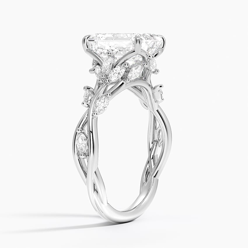 Whispering Vines Emerald Cut Moissanite Engagement Ring