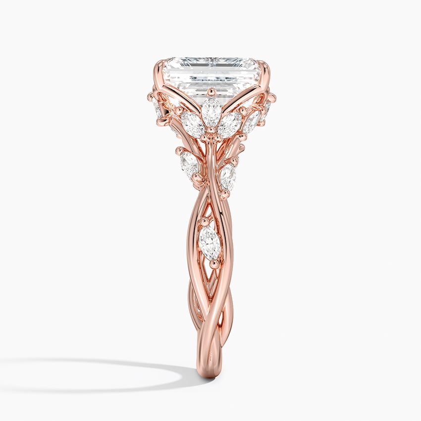 Whispering Vines Emerald Cut Moissanite Engagement Ring