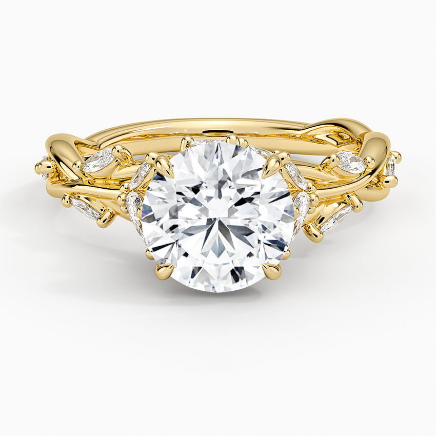 Whispering Vines Round Cut Moissanite Engagement Ring