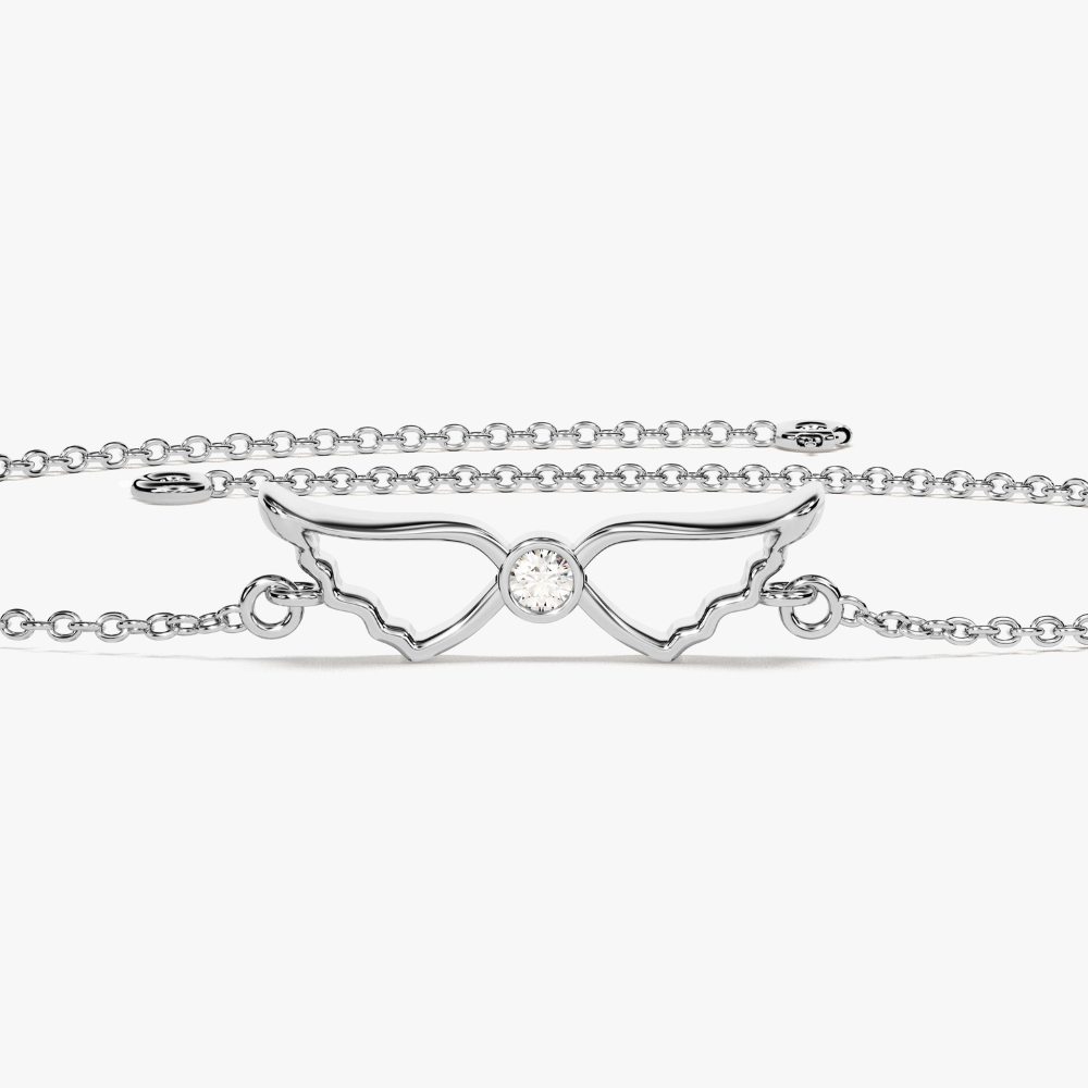 Angel Wings Round Cut Moissanite Bracelet