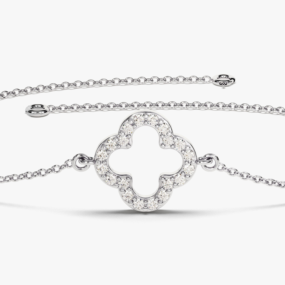 Clover Round Cut Moissanite Bracelet