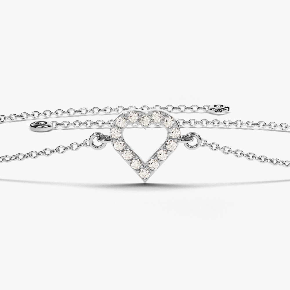 Heart Round Cut Moissanite Bracelet