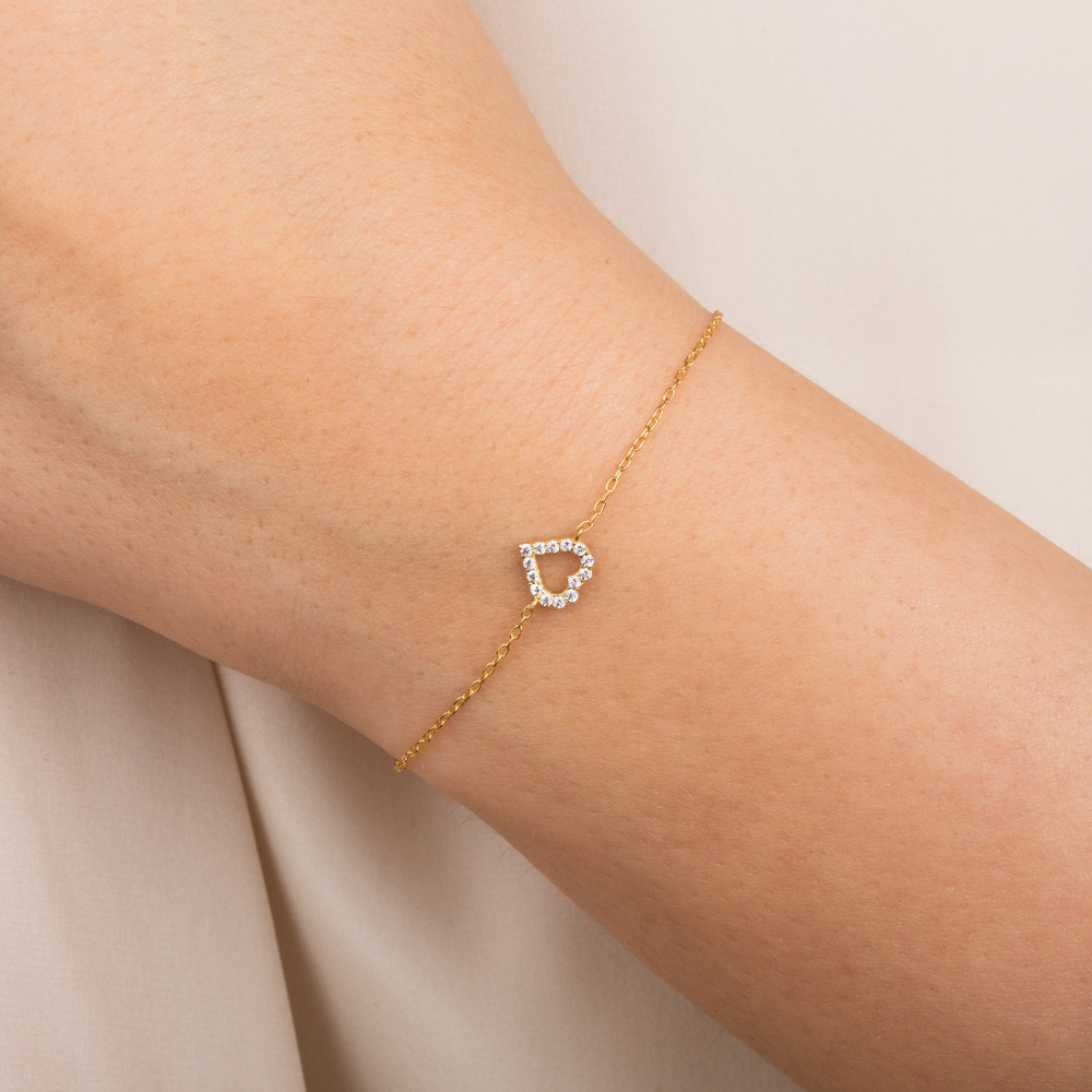 Heart Round Cut Moissanite Bracelet