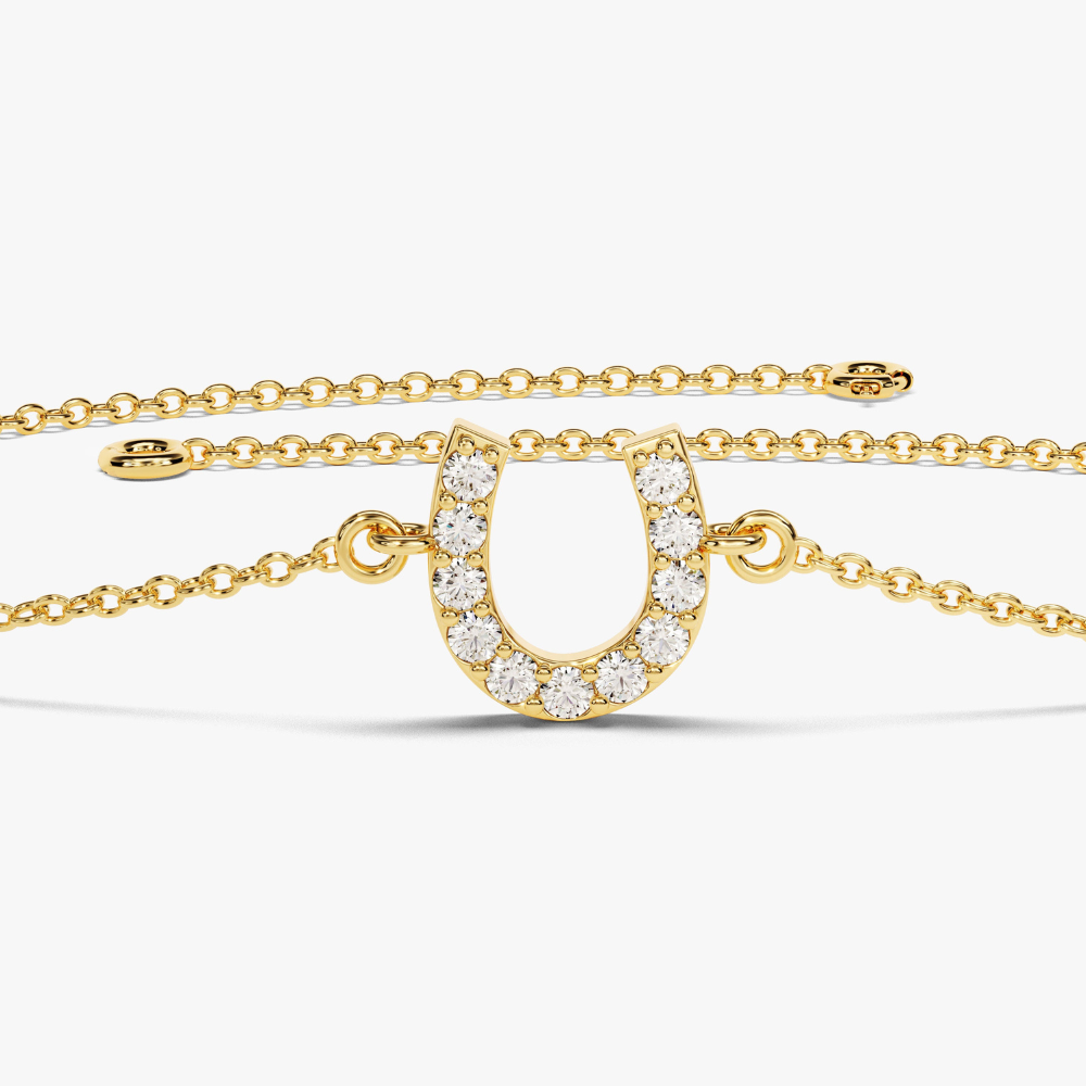 Lucky Horseshoe Round Cut Moissanite Bracelet