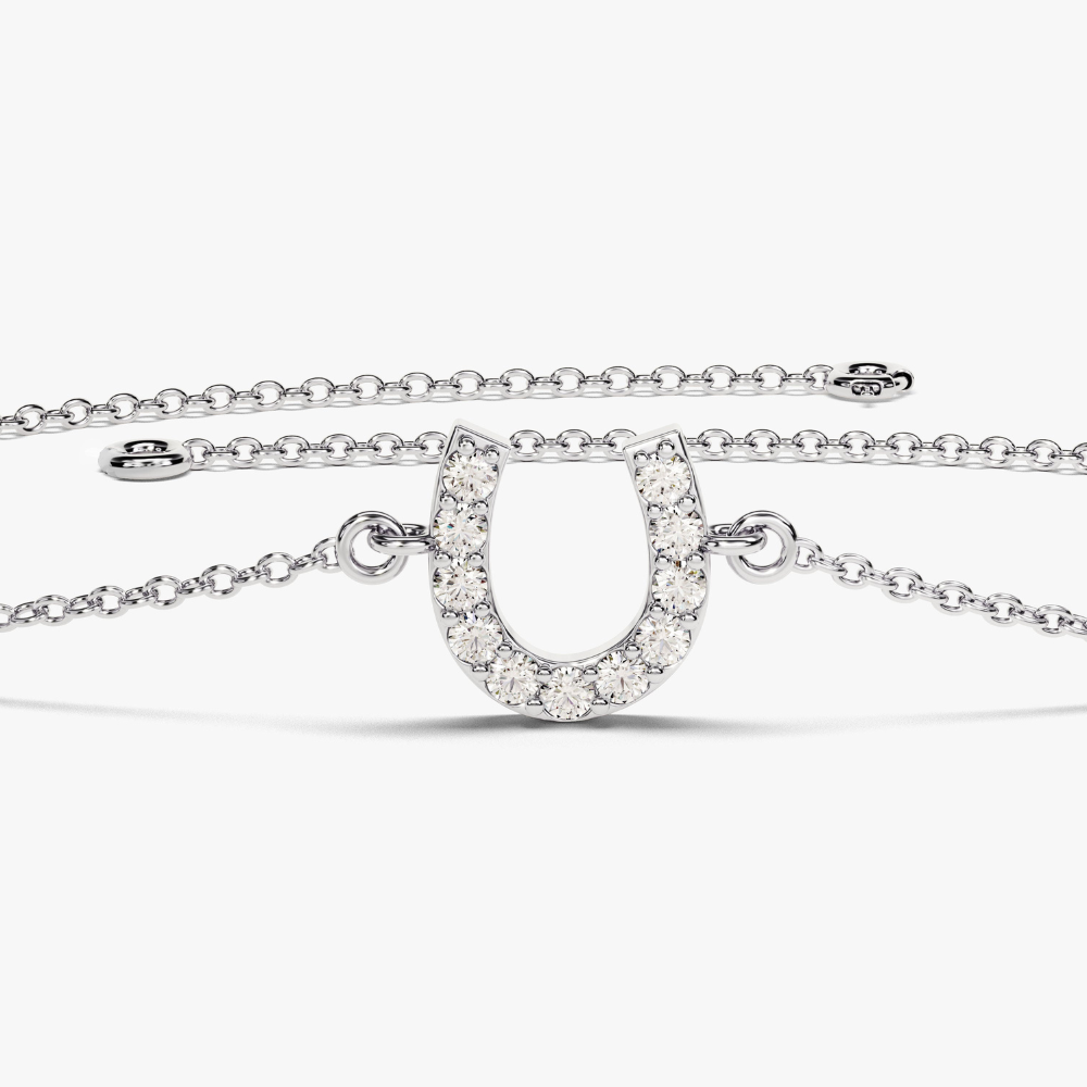 Lucky Horseshoe Round Cut Moissanite Bracelet