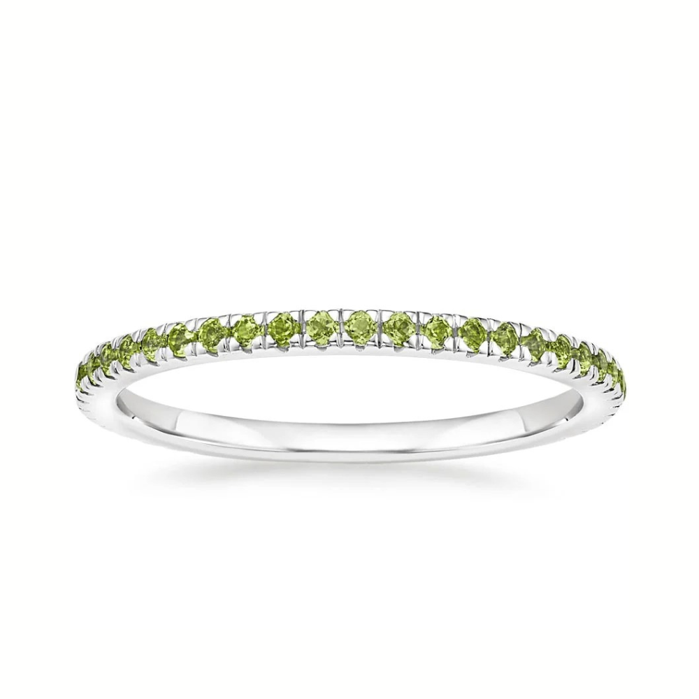 Luxe Peridot Pavé Gemstone Wedding Band - 1.4 mm