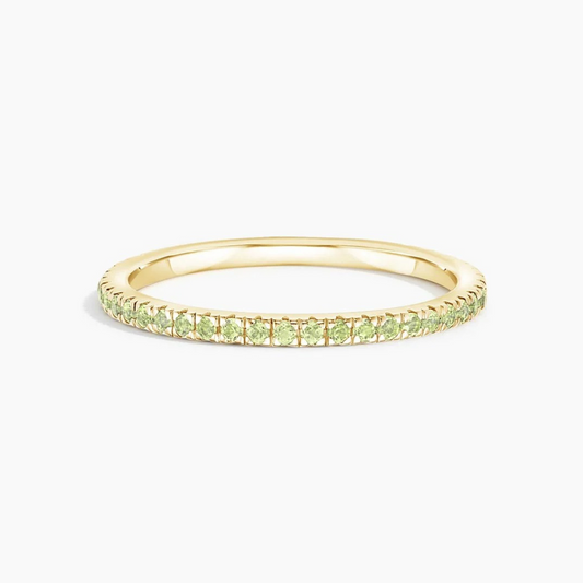 Luxe Peridot Pavé Gemstone Eternity Wedding Band - 1.4 mm