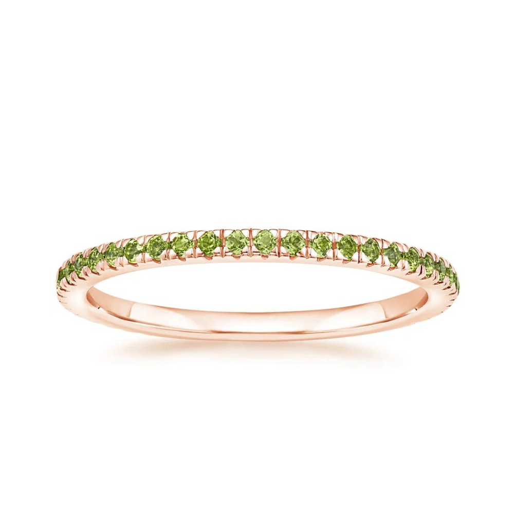 Luxe Peridot Pavé Gemstone Wedding Band - 1.4 mm