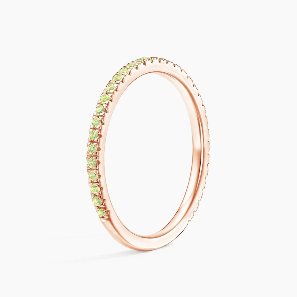 Luxe Peridot Pavé Gemstone Wedding Band - 1.4 mm