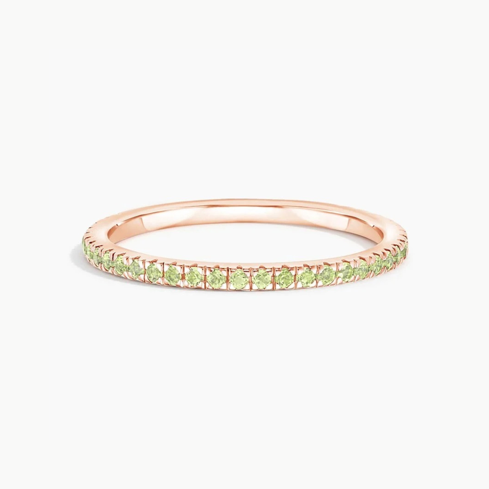 Luxe Peridot Pavé Gemstone Wedding Band - 1.4 mm