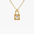 Load image into Gallery viewer, 0.1 CTW Mini Lock Round Cut Moissanite Pendant Necklace
