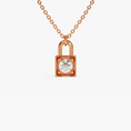 Load image into Gallery viewer, 0.1 CTW Mini Lock Round Cut Moissanite Pendant Necklace
