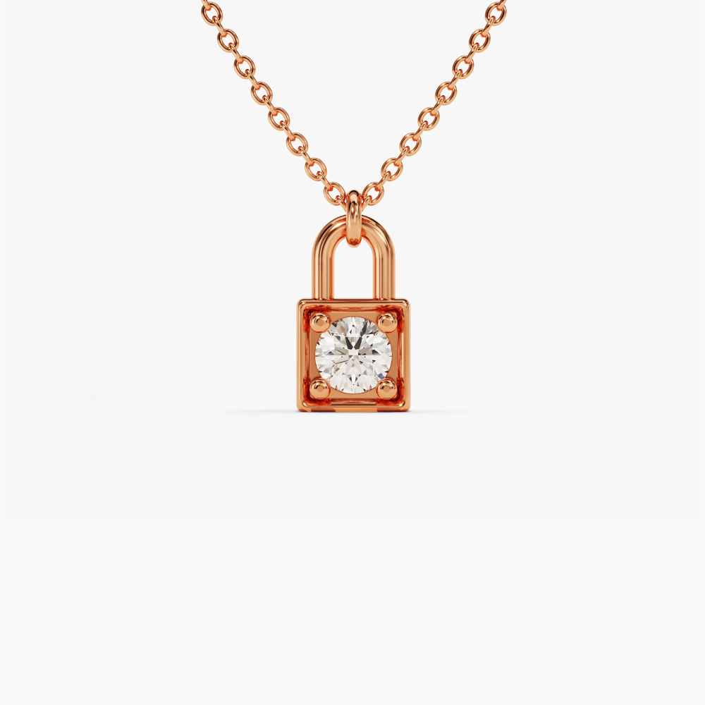 0.1 CTW Mini Lock Round Cut Moissanite Pendant Necklace